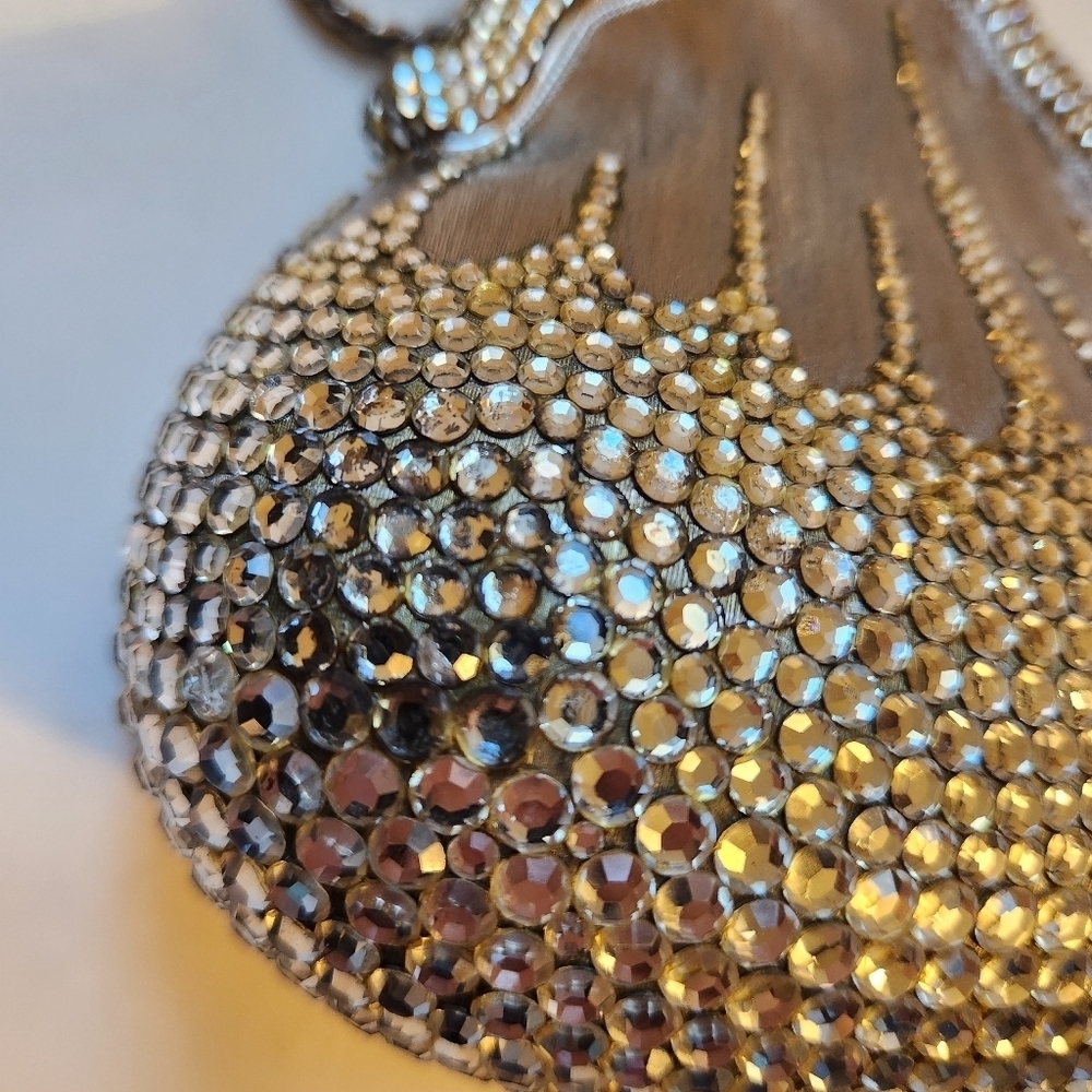 Judith Leiber 1967 Chatelaine Minaudiere Swarovski Crystals Metal Clutch in VGUC - Picture 7 of 12